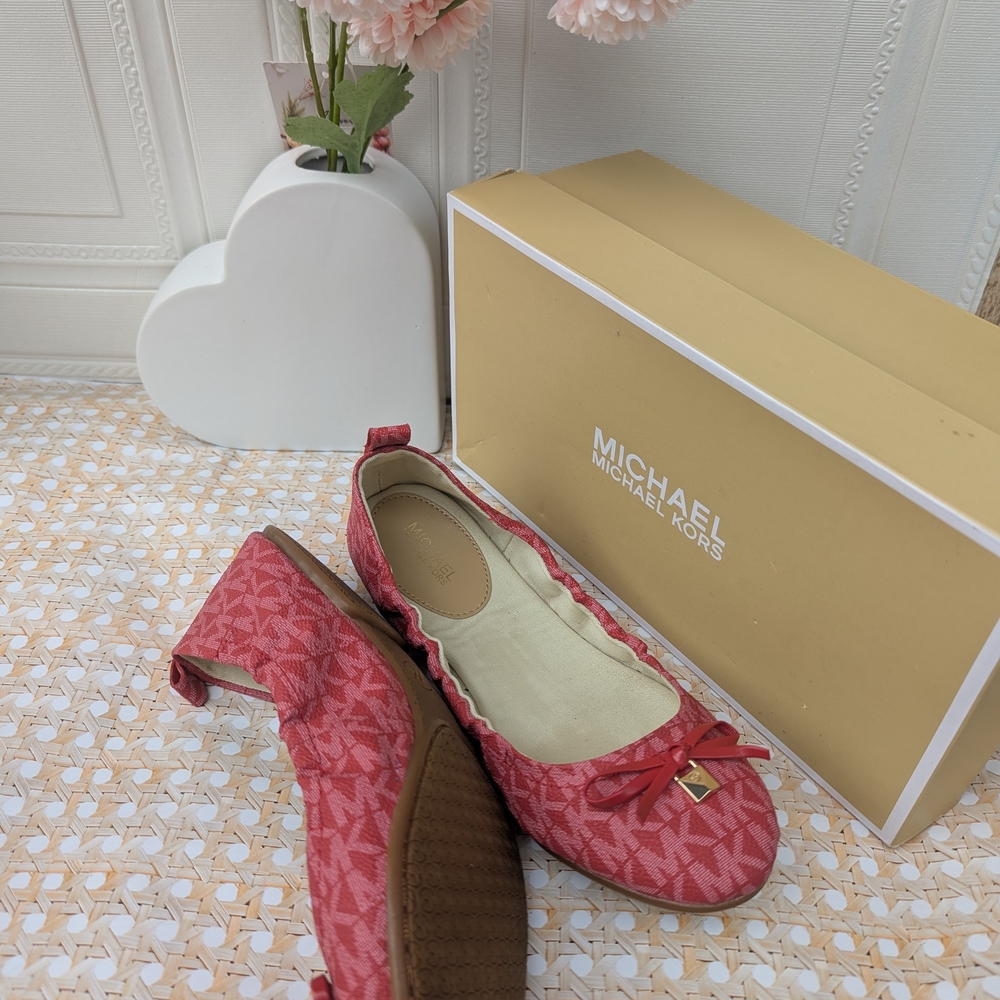 Michael Kors Red Textured Flats